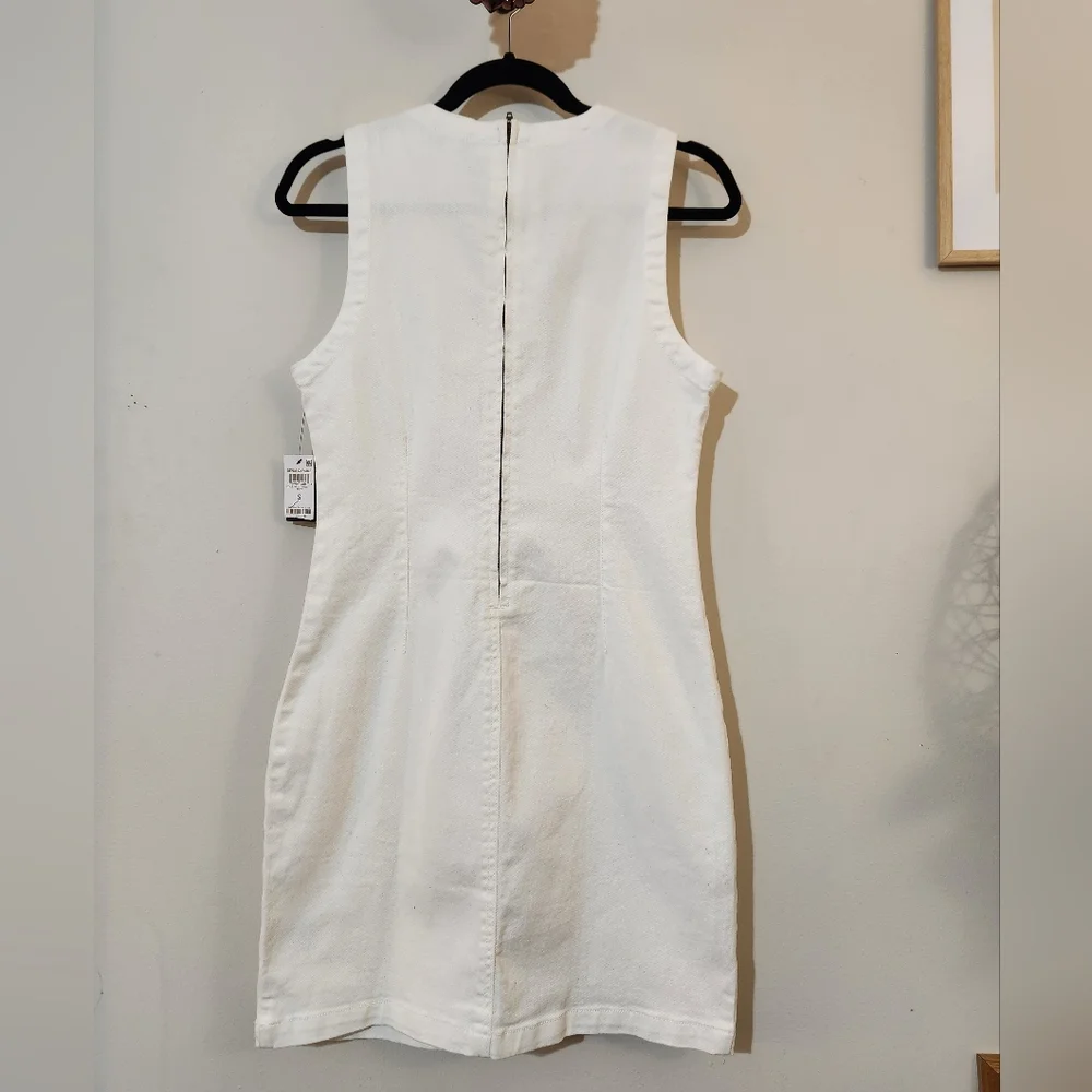 And Now This NWT S White Denim Cotton Sleeveless A-line Dress - Picture 5 of 6